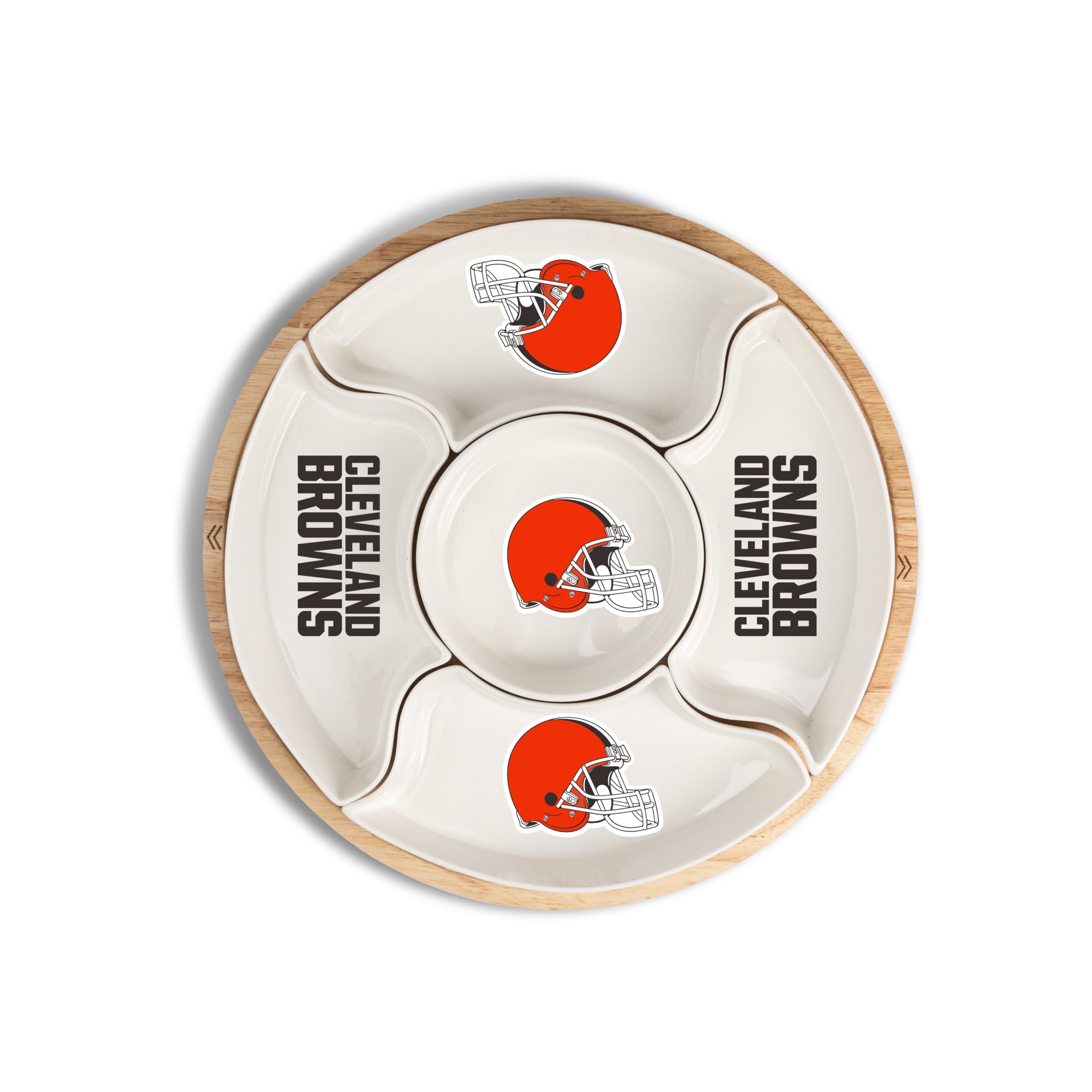 The Memory Company Officially Licensed 16″ 5-Section Serving Tray w/Wood, Cleveland Browns