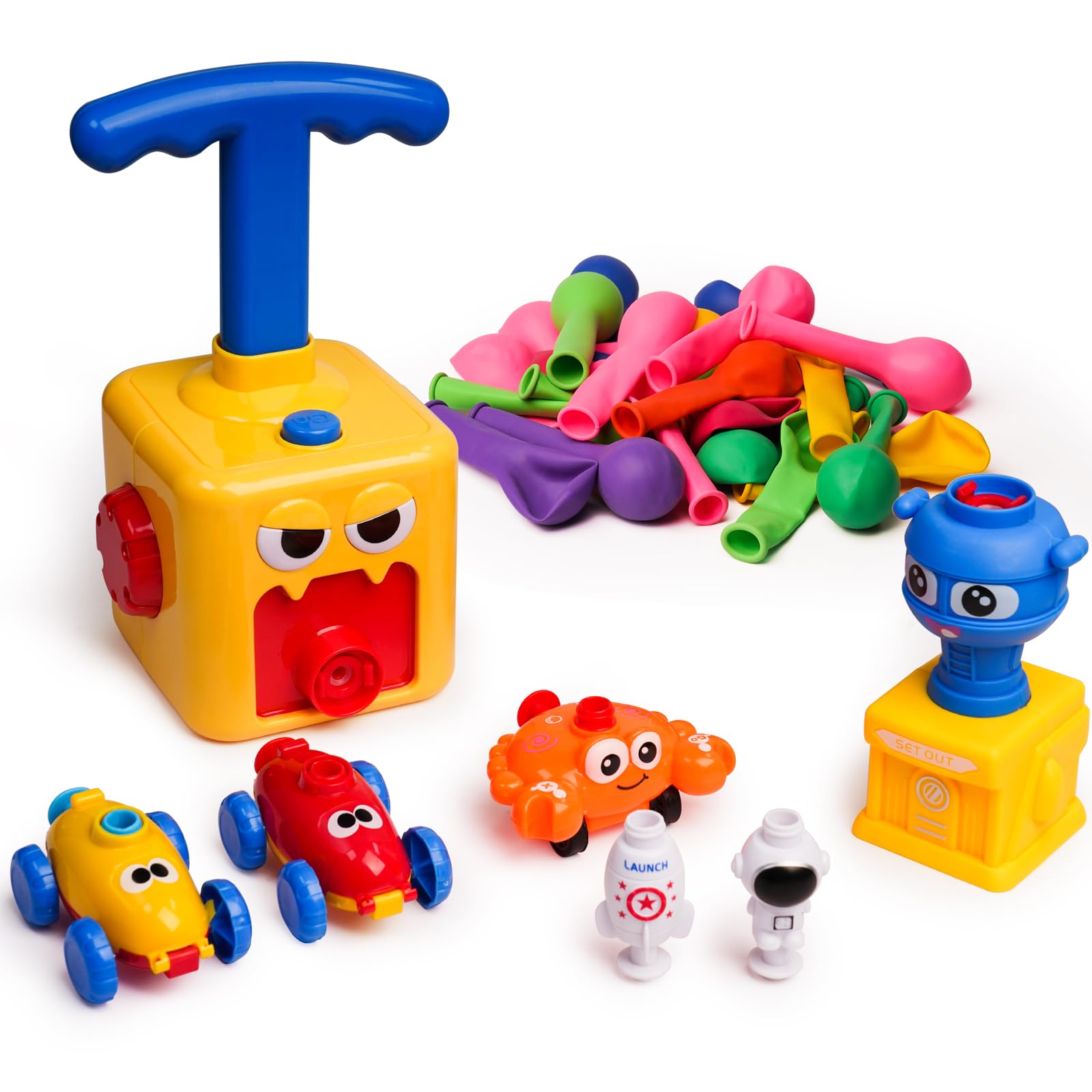 Photo 1 of LiKee Balloon Powered Toys Monster Face Pump for 3+ Years Old Boys Girls, Car Racers Birthday Party Supplies Preschool Educational Science STEM Toys with Manual Balloon Pump for Kids