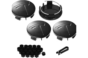 Knomix 4 Pack Exterior Decoration Wheel Center Cover for Tesla Model 3 Model Y,56mm Hubcaps Wheel Rim Cover Tesla Center Caps Hubcaps+22 Black Lug Nut Covers (Matte Black+Black Emblem)
