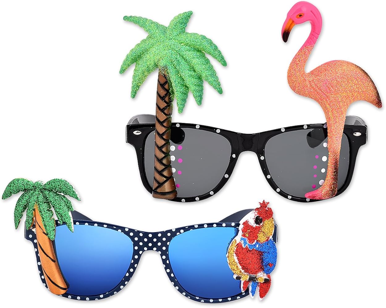 Ace Select 2 Pieces Hawaiian Tropical Novelty Sunglasses Flamingo Parrot Tree Party Glasses