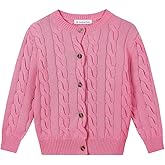 SMILING PINKER Little Girls Boys Cardigan Toddler Unisex Chunky Cable Knit Cotton Button Up Sweater