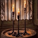 3 Set Claw Foot Candlestick Holders, Halloween Decor, Gothic, Black | Vintage Gothic Cast Iron Creates An Elegant Centerpiece for Wedding, Dining Room, Mantel, Farmhouse Decor, Halloween Party