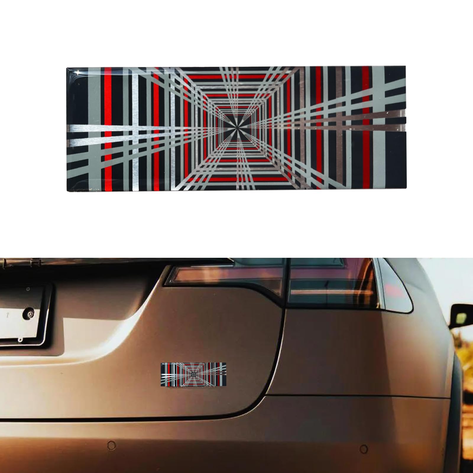 Photo 1 of **BENT*** YHCDSEA Dual Motor Badge Emblem Sticker Plaid Decor Compatible for Model 3 Y X S Accessories (A-Plaid)
