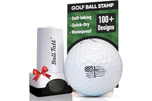 Ball Tatt - Golf Ball Stamp - Self-Inking Marker - Quick-Dry Permanent Marking Tool, No Leaks or Refills, Reusable & Waterproof Golfing Stamper - Ideal Gift for Golfers, Dads, Retirement (USA Patriot)
