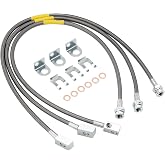 Racewill 89715 Stainless Front &amp; Rear Extended Brake Lines for 4"-6" Lift | Compatible with Jeep Wrangler TJ YJ XJ 4WD 1987-2006, Jeep Cherokee XJ 2WD/4WD 1984-2001