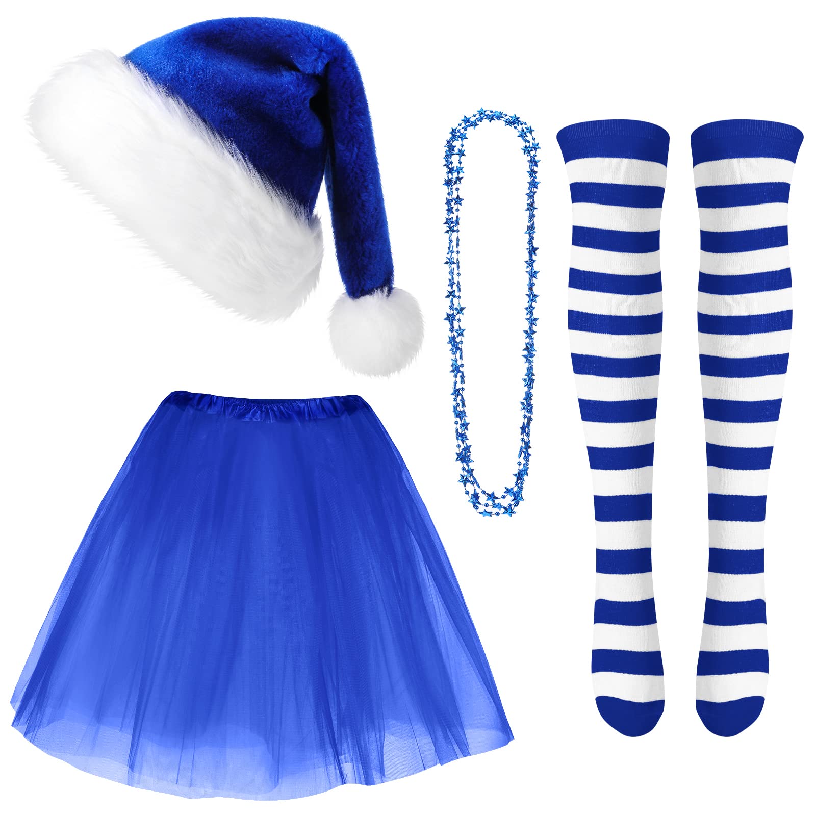 Photo 1 of *PARTIAL SET - Missing the hat and tutu*
Geyoga 4 Pack Christmas Costume Set Christmas Santa Hat Tutu Skirt Striped Tights for Xmas Holiday Dress Party(Blue)