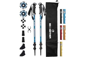 G2 GO2GETHER Aluminum Trekking Poles - Quick Adjustable Locks, Comfort Handle, Padded Strap, Snow Baskets - Walking Sticks Suitable for Hiking, Walking