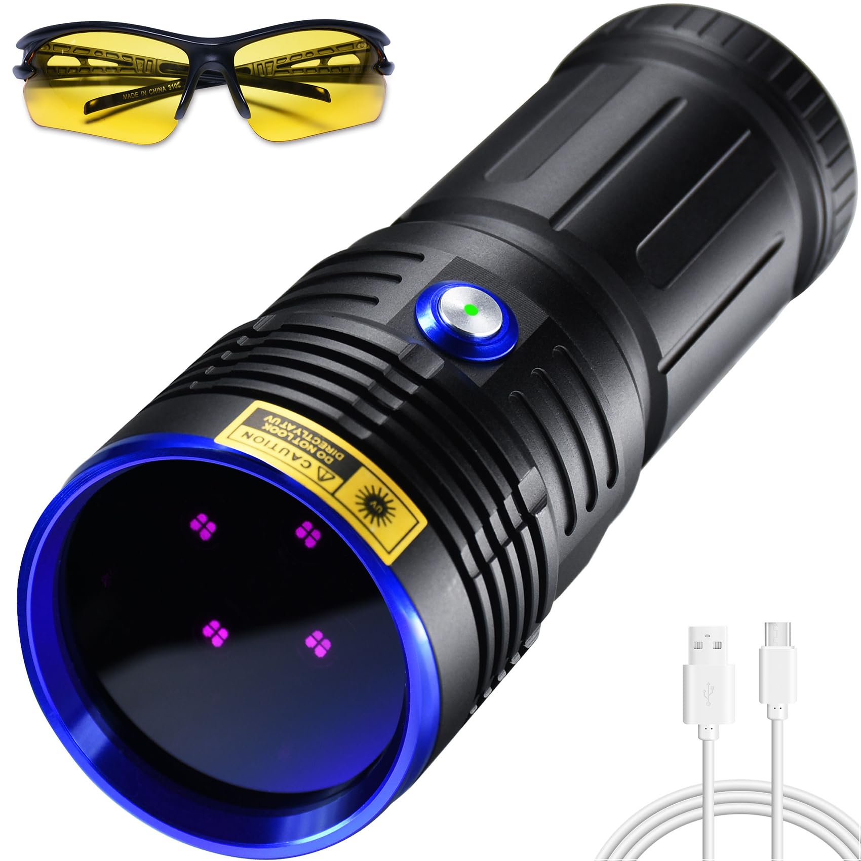 DARKBEAM UV Torch 365nm Flashlight Wood’s lamp, Rechargeable Blacklight 50W Powerful, LED Ultraviolet Pet Urine Detector, Black Light for Rock, Blood Tracking, Uranium Glass, A/C Leak, Resin Curing