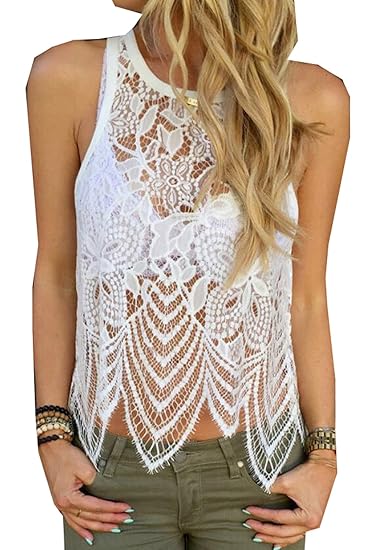 white crochet vest top