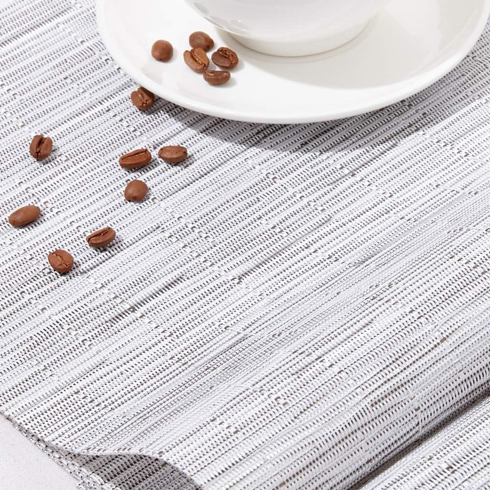 DOLOPL Table Mats Silver Place Mats for Table Set of 6 Crossweave Woven Vinyl Easy to Clean Wipeable Washable Modern Farmhouse Ourdoor Placemats for Dining Kitchen Patio Table: Home & Kitchen