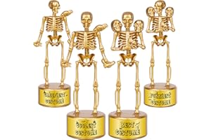 AORZIT Halloween Trophy 4 Pack Best Costume Skeleton Trophies, Halloween Skeleton Funny Trophy Plastic Tropies for Contest Awards, Halloween Party Prizes for Adults Party Supplies