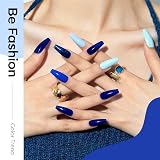 Modelones Gel Nail Polish Set 6 Colors Ocean Blue Sky Navy Glitter Veil view 4