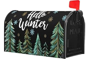 ANYAKO Hollw Winter Snowflakes Mailbox Cover Balck and Green Forest Mailbox Covers Magnetic Standard Size 21" X 18" Christmas Xmas Wrap Post Letter Box Decor for Home Outdoor Yard Garden