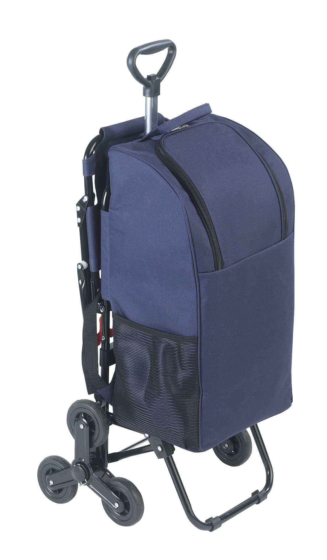 Maximex Shopping Trolley with seat-3-wheel System for Pulling up Stairs, Aluminium, Blue, 65 x 36.5 x 103 cm