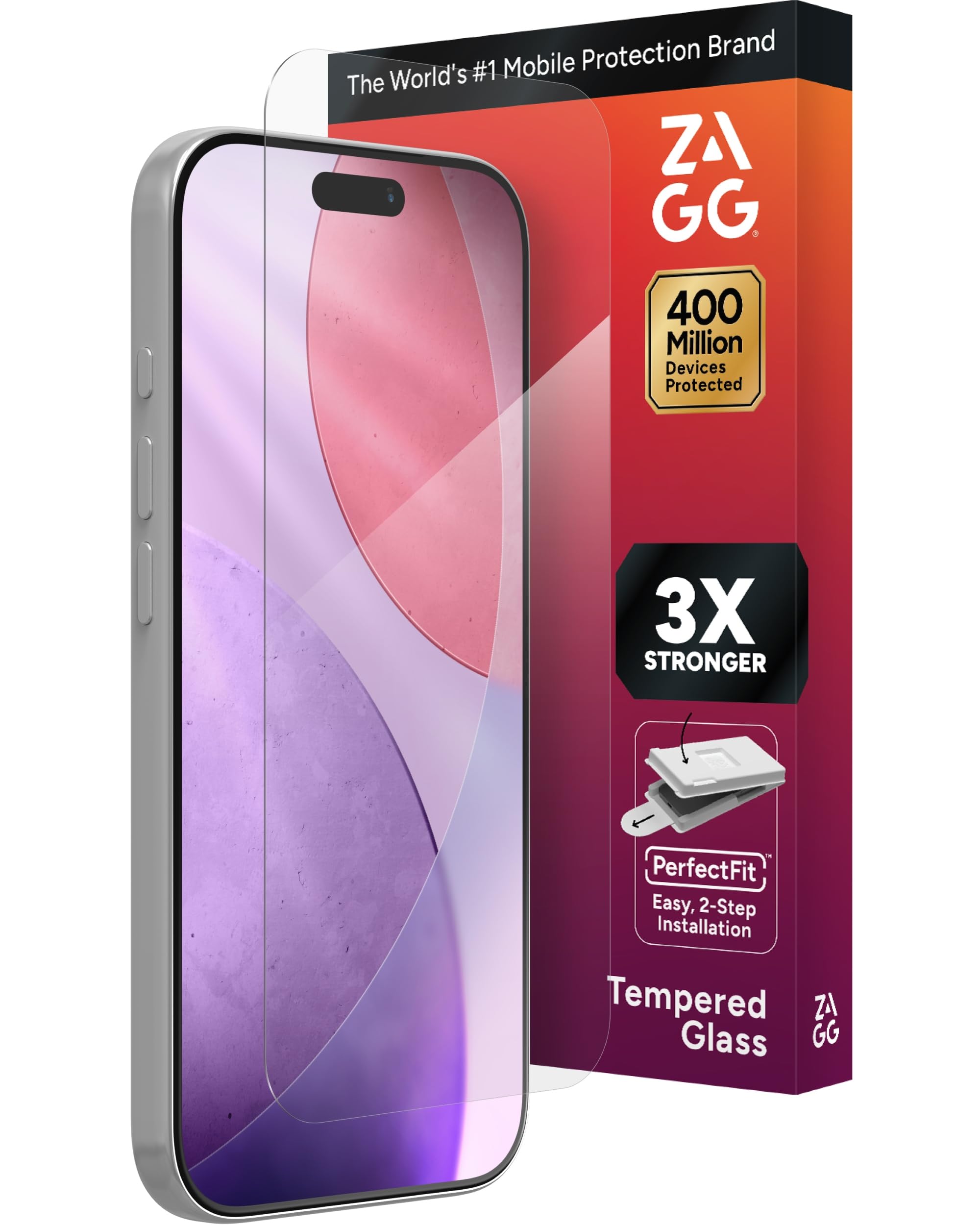 Photo 1 of ZAGG Glass+ Screen Protector for iPhone 17 Pro - 3X Stronger, Impact & Shatter Protection, Scratch & Smudge-Resistant iPhone Tempered Glass, InvisibleShield, Easy PerfectFit Install