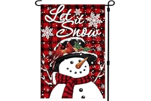 DUCUH Let It Snow Snowman Snowflake Christmas Garden Flag 12x18 inch Outdoor-Double Sided Snowman Winter Yard Flags