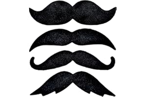 KREYFER 4 Pcs Fake Mustaches,Halloween Mustache Stickers Kids Stick on Mustache Self-Adhesive Mustaches for Cosplay Costume