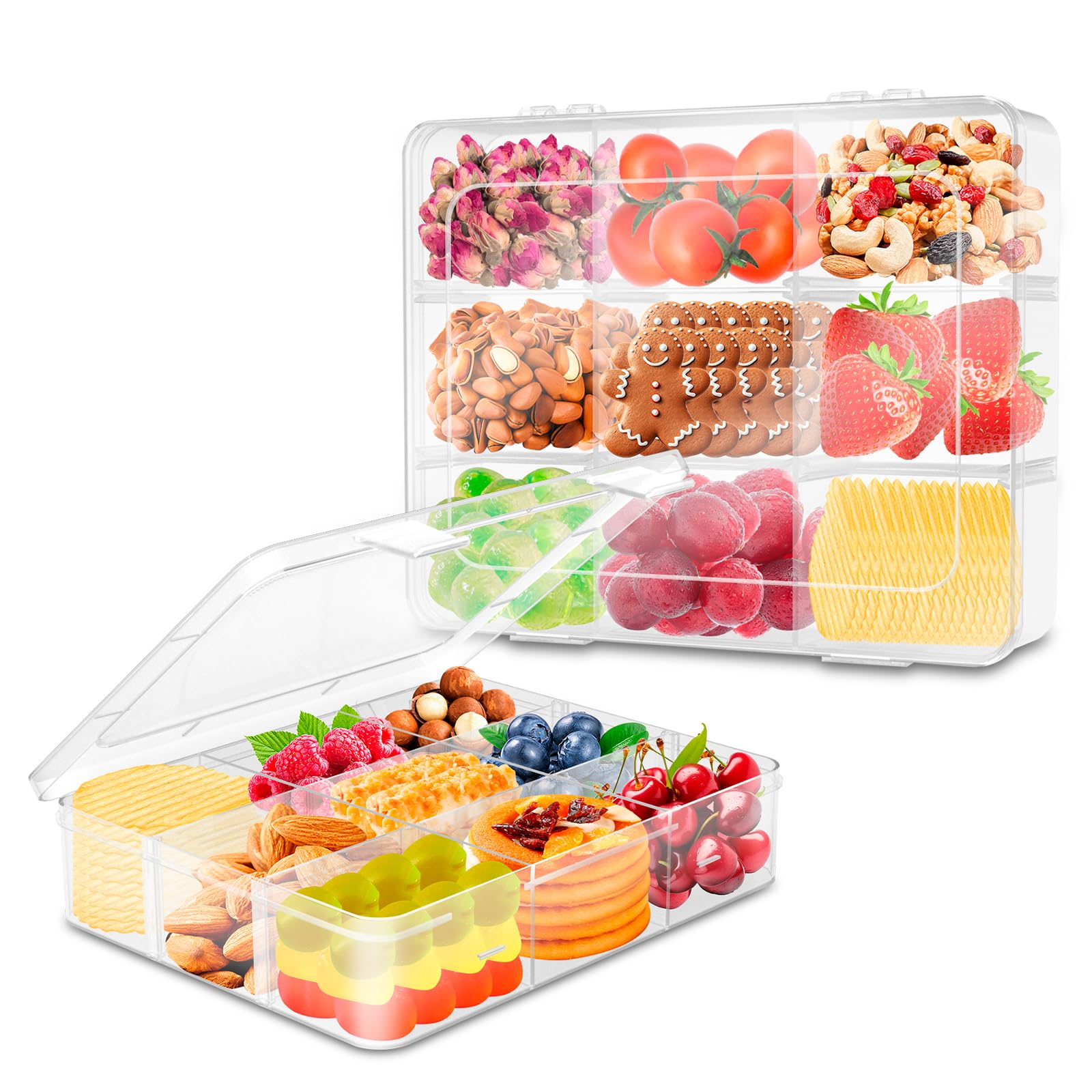 Photo 1 of AQSXO 3 Pcs Snack Box Container, 9 Compartments Snack Containers Reusable Meal Prep Lunch Containers.