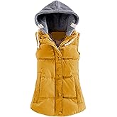Yeokou Women's Slim Sleeveless Quilted Removable Hooded Winter Puffer Vest Coat