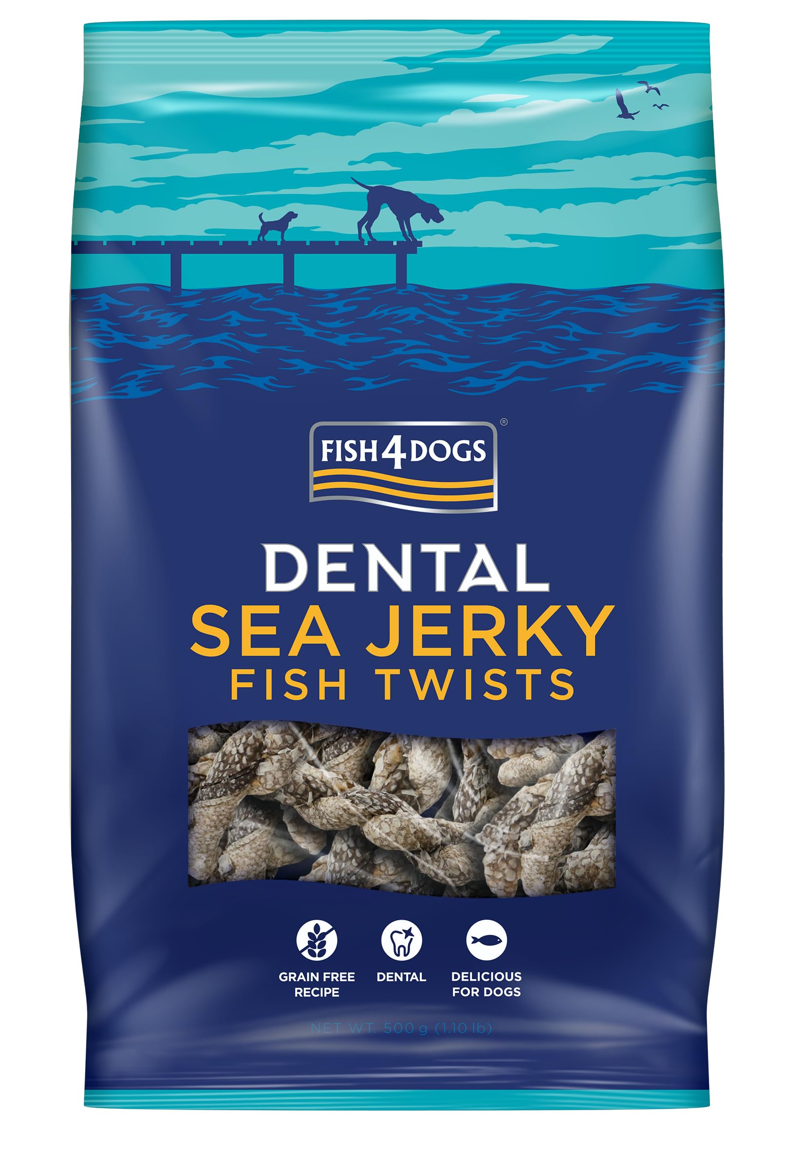 Fish4Dogs Sea Jerky Twists | Low Fat, Grain Free Dog Treat | Baked Fish Skins for Dogs | Natural, and Great For Dental Health | Baked Fish Skin Treats for Dogs (500g)
