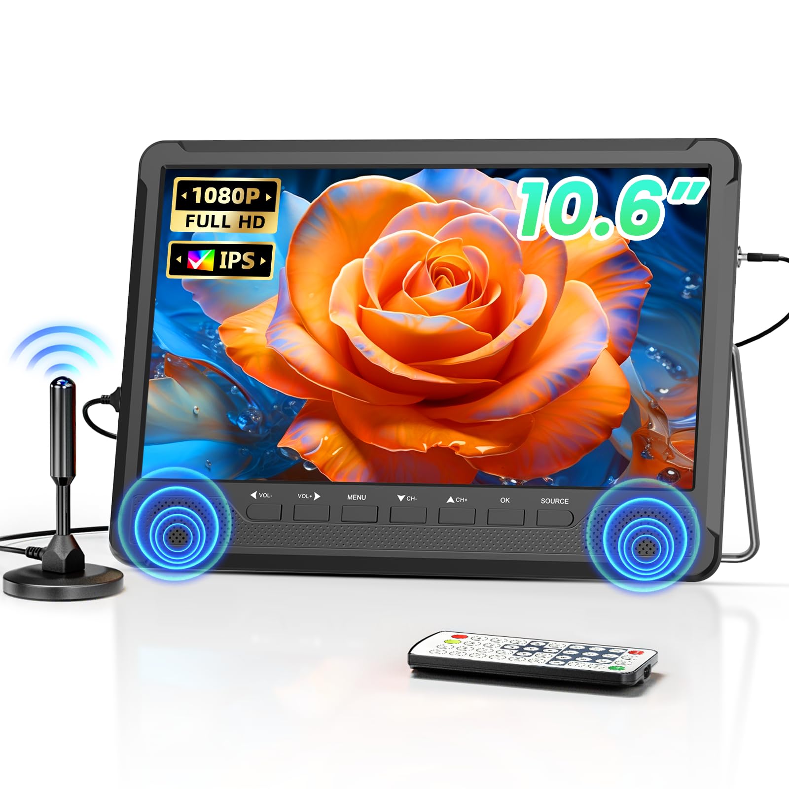Desobry Portable TV with Detachable Antenna, Small TV Support HDMI, USB ...