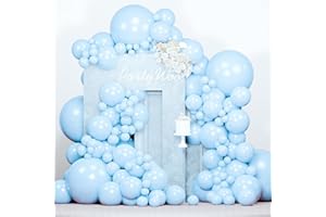 PartyWoo Baby Blue Balloons 140pcs Different Sizes of 18 12 10 5 Inch Light Pastel Sky Aqua Blue Balloon Arch Kit Garland for Graduation Baby Shower Gender Reveal Easter Party Decorations Blue-Q13