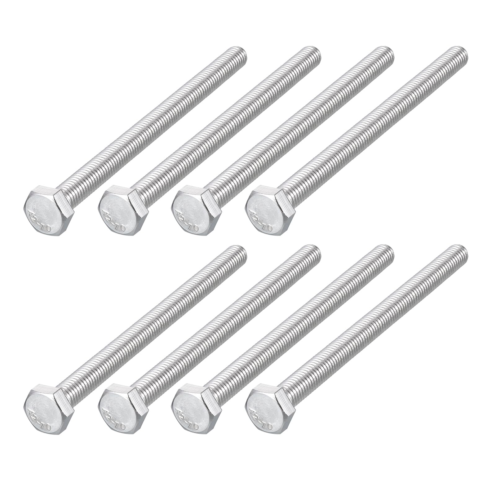 METALLIXITY Hex Bolts (M8-1.25x100mm) 8Pcs, 304 Stainless Steel Coarse Fully Threaded Hex Head Screw Bolt Machine Screws - for Furniture Repair, Silver โ image 1