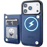 ONETOP Compatible with Magsafe for iPhone 17 Pro Wallet Case with Card Holder, PU Leather Kickstand RFID Blocking Case, Double Magnetic Clasp and Durable Shockproof Cover 6.3 Inch (Blue)