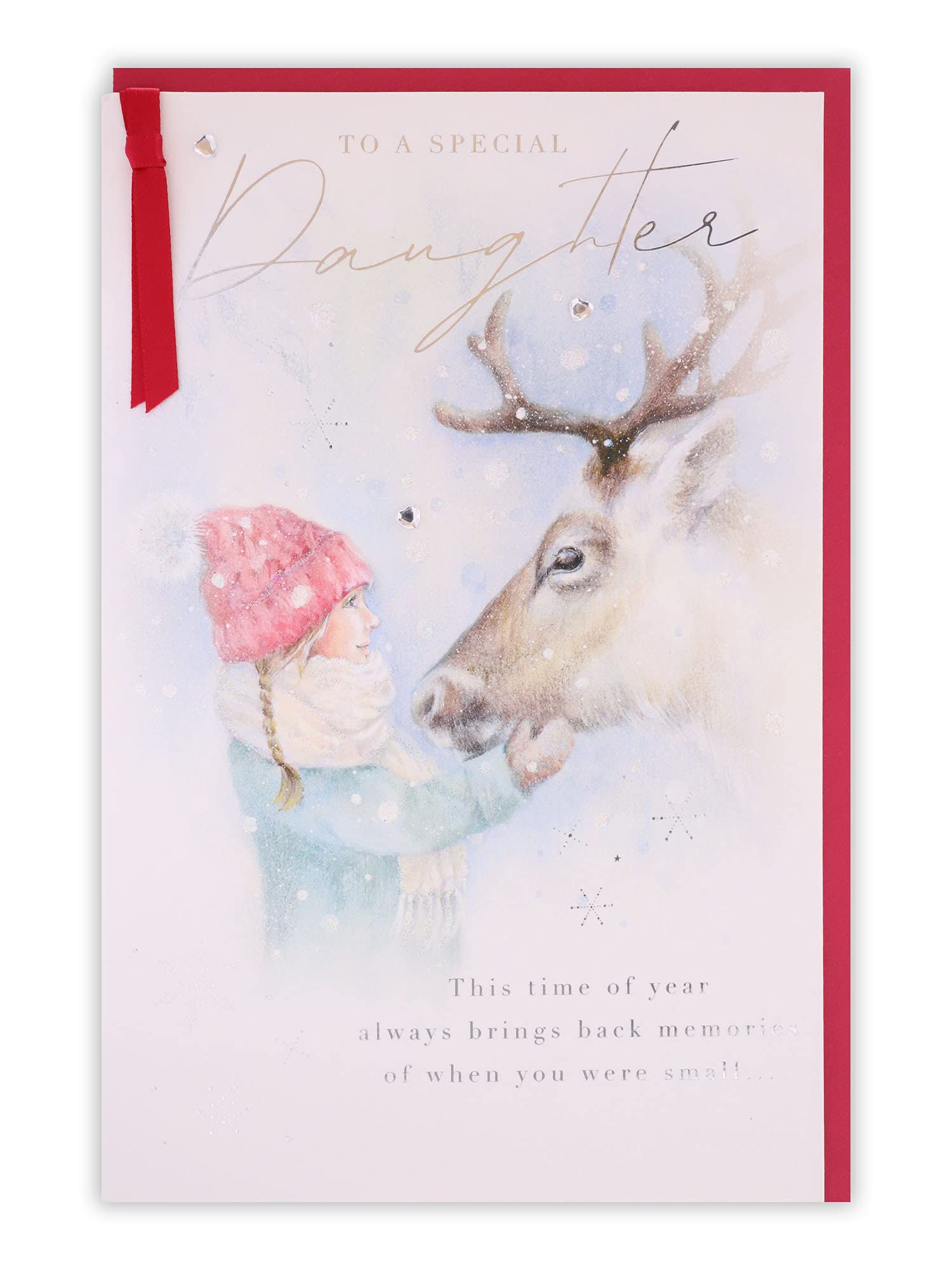 Clintons: Cute Girl With Reindeer Daughter Christmas Card, Multi-Colour, 155 x 235, 1169167