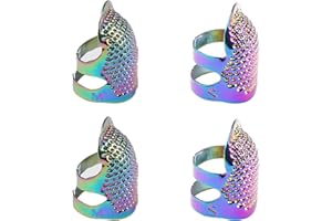 Wmzjnljy 4pcs Sewing Thimbles Finger Protector Fingertip Thimble Adjustable Metal Bronze Sewing Thimble Rings for Needlework,