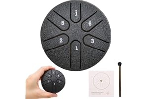 YERIA Rain Drum for Outside, Steel Tongue Drum Rain, 3 Inch Sound Healing Drum Kit,Mini Handpan Drum, 6 Note Worry Free Drum, Beginner Handpan Drum Percussion (black)