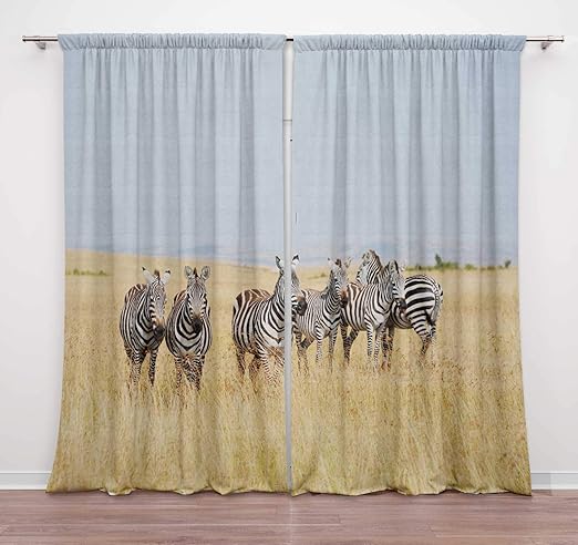 Timingila Beige Zebra Animal Home Decoration Window Curtains Rod