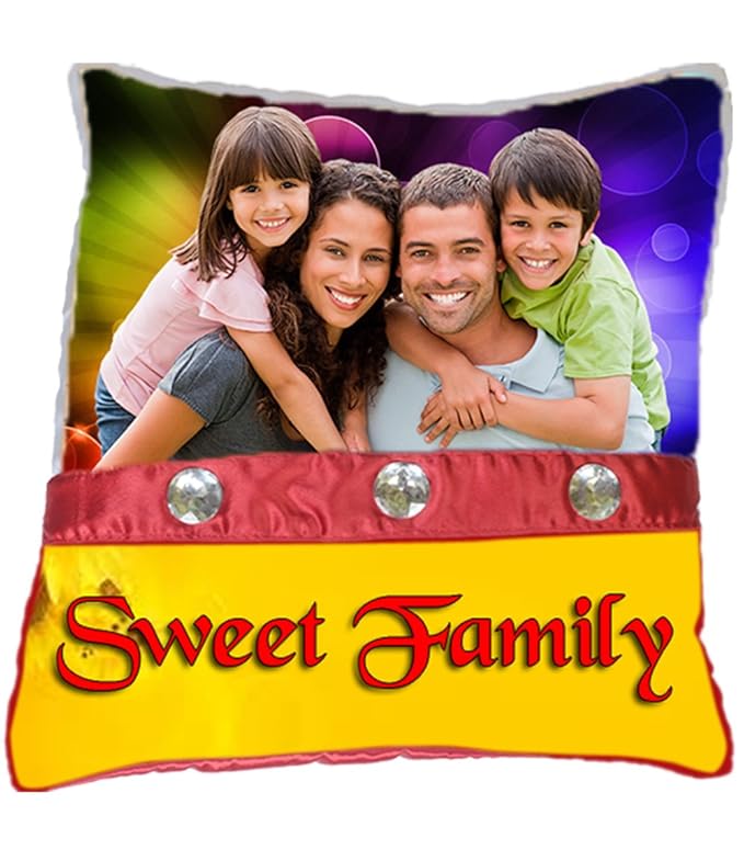 Personalized 3 Diamond Studded Sweet Family Pillow Amazon In Electronics