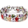 Women Bracelet Gemstone Peridot Amethyst Garnet Morganite Links Bracelets Bridal Jewelry (Bracelet 7 Inch)