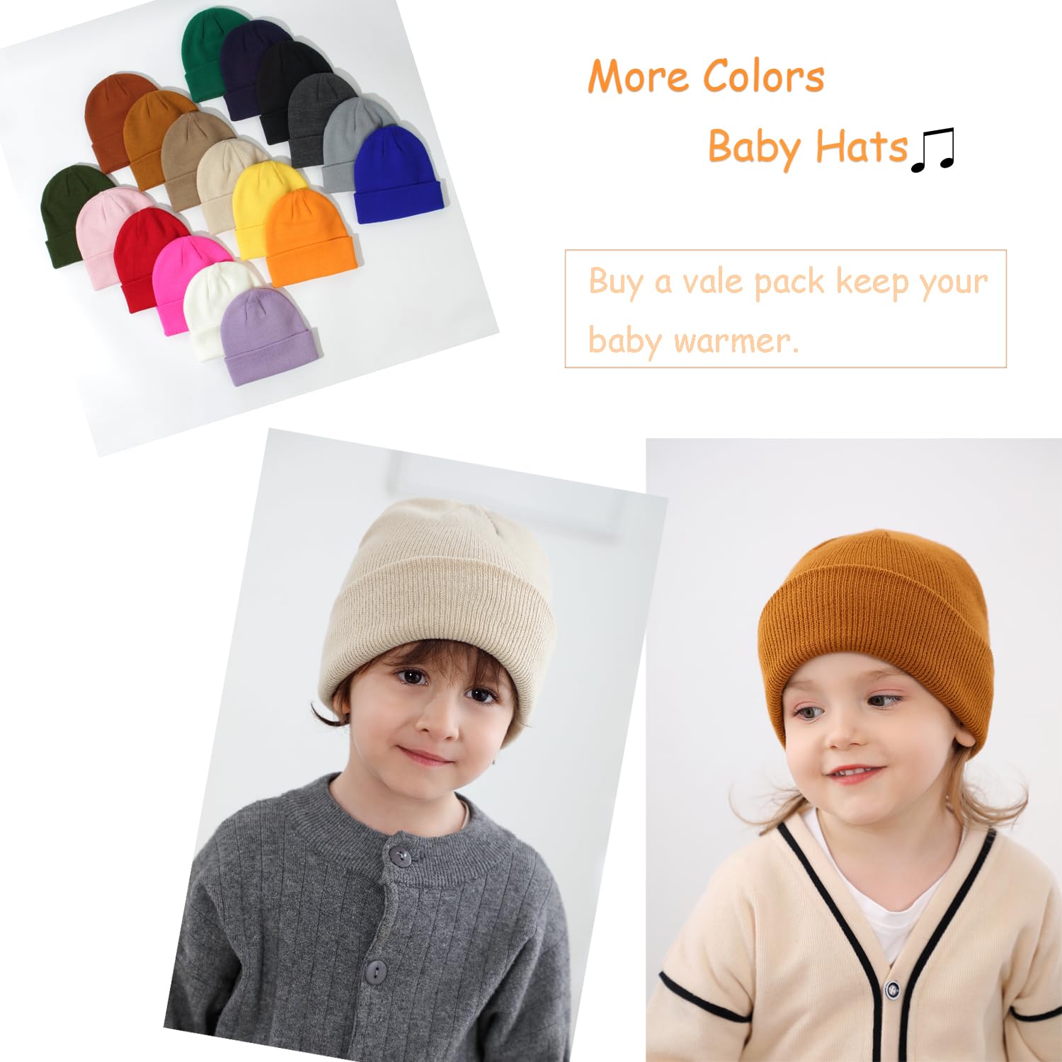 Urban Virgin Toddler Winter Hat Baby Beanie Kids Beanies Boys Hats Knit Winter Caps Soft Infant Girls 4 Packs