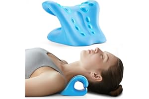 ACIXX Neck Stretcher and Cervical Traction Device, Relaxer for TMJ Pain and Shoulder Pain Relief, Cervical Traction Device Pillow, Spine and Neck Corrector(Blue)