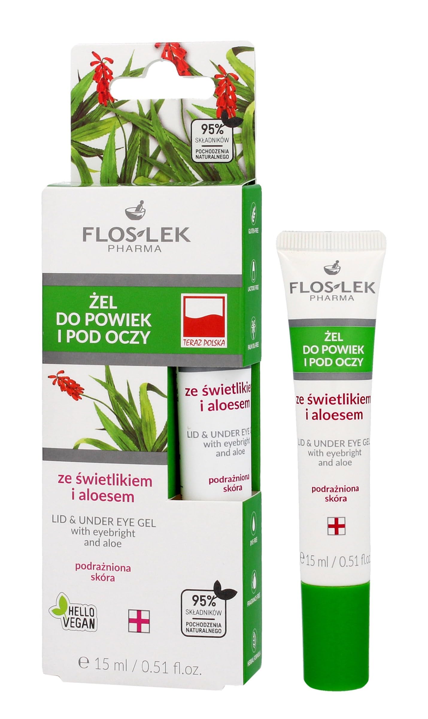 FLOS LEK Lid & Under Eye Gel with Eyebright and Aloe 15ml