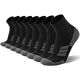 COOPLUS 8 Pairs Mens Cushion Ankle Socks, Athletic Running Performance Quarter Socks
