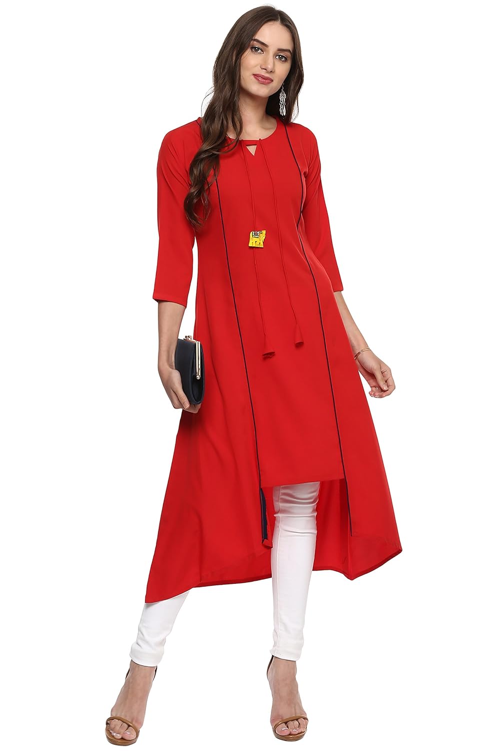 janasya women's polyester crepe kurta