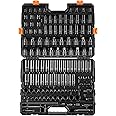 VEVOR Impact Socket Set 130 Piece 3/8" & 1/2" - SAE & Metric Drive Socket Set - 6 Point Cr-Mo Alloy Steel for Auto Repair - Easy-to-Read Size Markings - Includes Storage Case