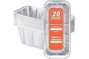 YUNZT 20 Pack Blackstone Griddle Accessories 5017 Grease Cup Liners, Aluminum Foil Drip Pans, Grease Catcher Cup Liner for Blackstone 17, 22, 28, 36 Inch Griddle, Disposable Grill Grease Tray(20 Pack)
