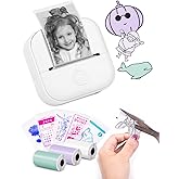 Memoking Sticker Printer - Mini Printer T02 Print pod Mini Inkless Label Makers Thermal Sticker Maker Machine for Children Students Kid Gift, Compatible with Phone & Tablet, White