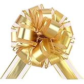 12 Pieces Big Pull Bow Gift Wrapping,6 inches, Pull Bow Ribbon Pull Bows for Christmas Wedding Baskets Valentine's Day Bows Ribbon Large Bow for Gift Wrapping (Yellow&Gold)