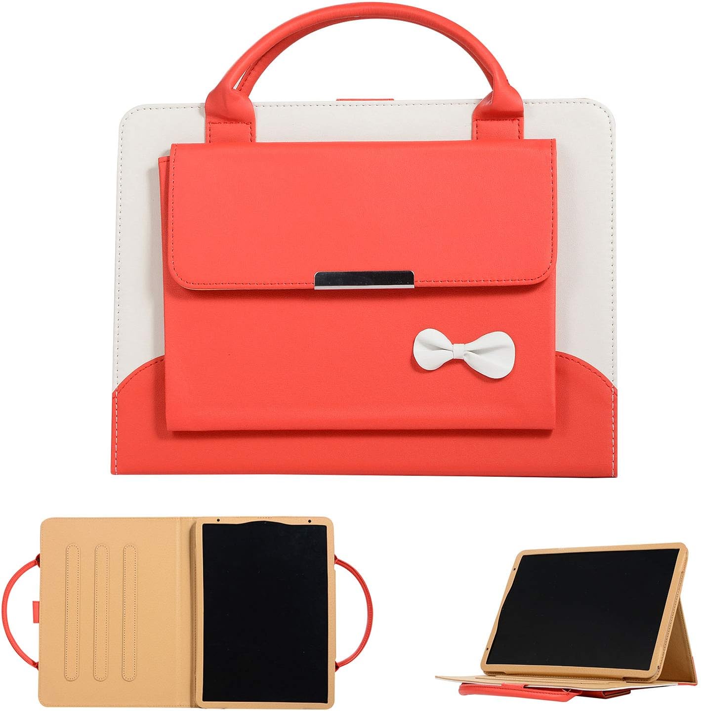 iPad Pro 11 Case 2020 2nd Gen with Hand Strap, Cookk Lovely Handbag for Kids Girls Women Synthetic Leather Magnetic Stand Pocket Cover with Auto Sleep/Wake for Apple iPad Pro 11 Inch Tablet, Red