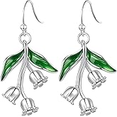 Lily of the Valley Floral Drop earrings for Women Dangle Flower Earring Dangling Fairy Leaf Earrings Jewelry