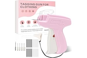 EUWYIO Stitch Gun for Clothes, For Temporary Fixing of Clothes - Mini Sewing Kit, Quick Clothing Fixer, Sewing Tool Kits, 1000 Black & 1000 White 5mm Mini Fasteners, With 6 Needles (Pink)