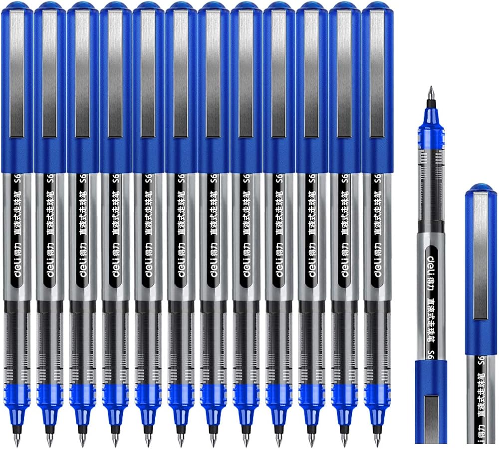 Surcotto Rollerball Pen 0.5mm Blue Ink Pack of 12 Quick-Drying