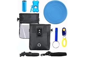 SONQUEEN Dog Training Kit,Dog Treat Pouch,Puppy Training Treats Pouch with Metal Clip Shoulder Strap,Poop Bags for Dogs,Dog Poop Bag Holder,Dog Clicker,Dog Whistle,Dog Frisbee,for Dog Training & Behavior Aids