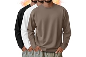 Velvelhall 3 Pack Mens Long Sleeve Shirts Crew Neck Thermal T-Shirt Thick Pullover Basic Tops Casual Comfortable Sweatshirt