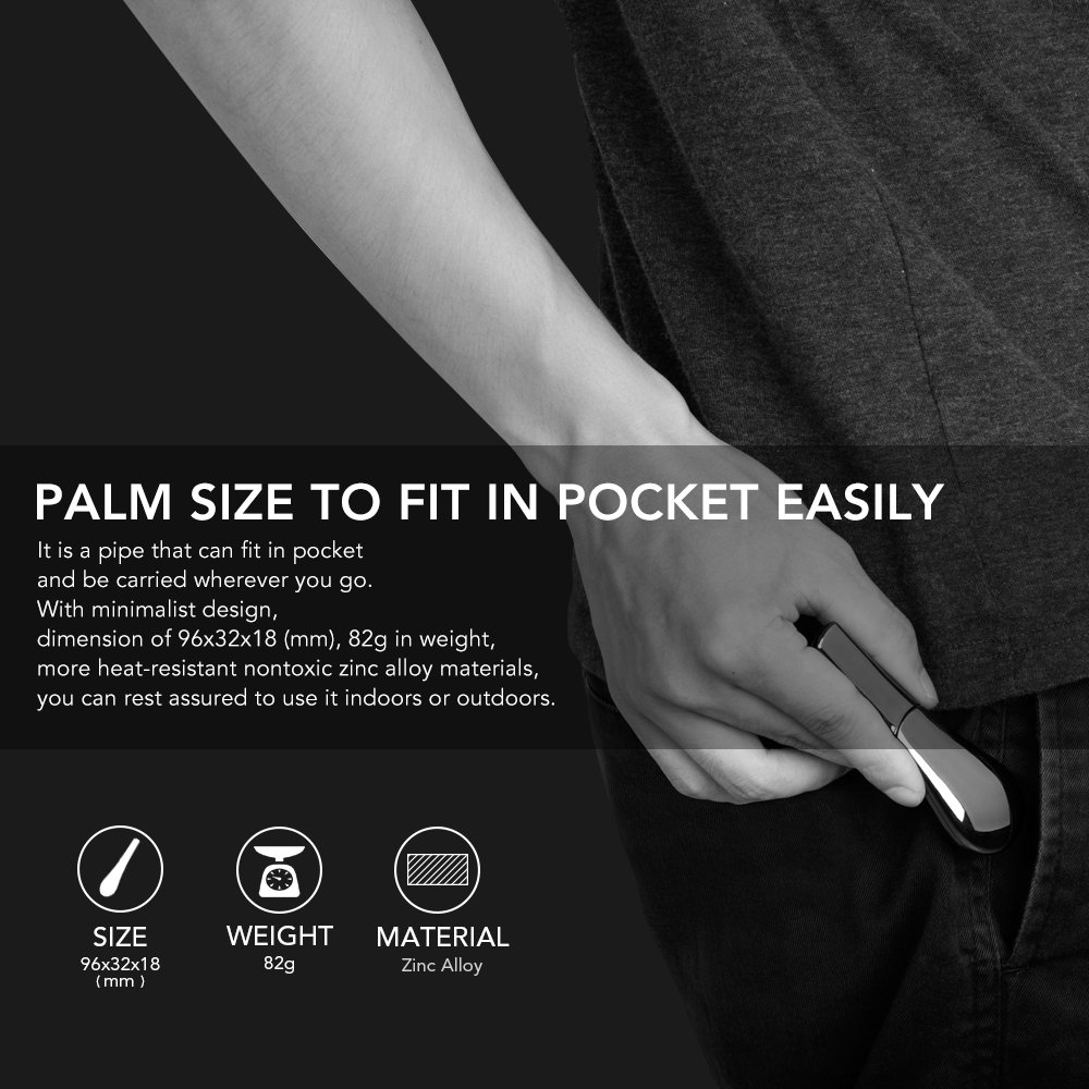 icxox 3.8 Inches Smoking Pipe (Space Gray)